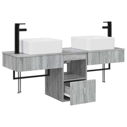 vidaXL Bathroom Cabinet Set 3 pcs Grey Sonoma 136 x 35 x 80 cm 4