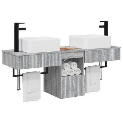 vidaXL Bathroom Cabinet Set 3 pcs Grey Sonoma 136 x 35 x 80 cm 3
