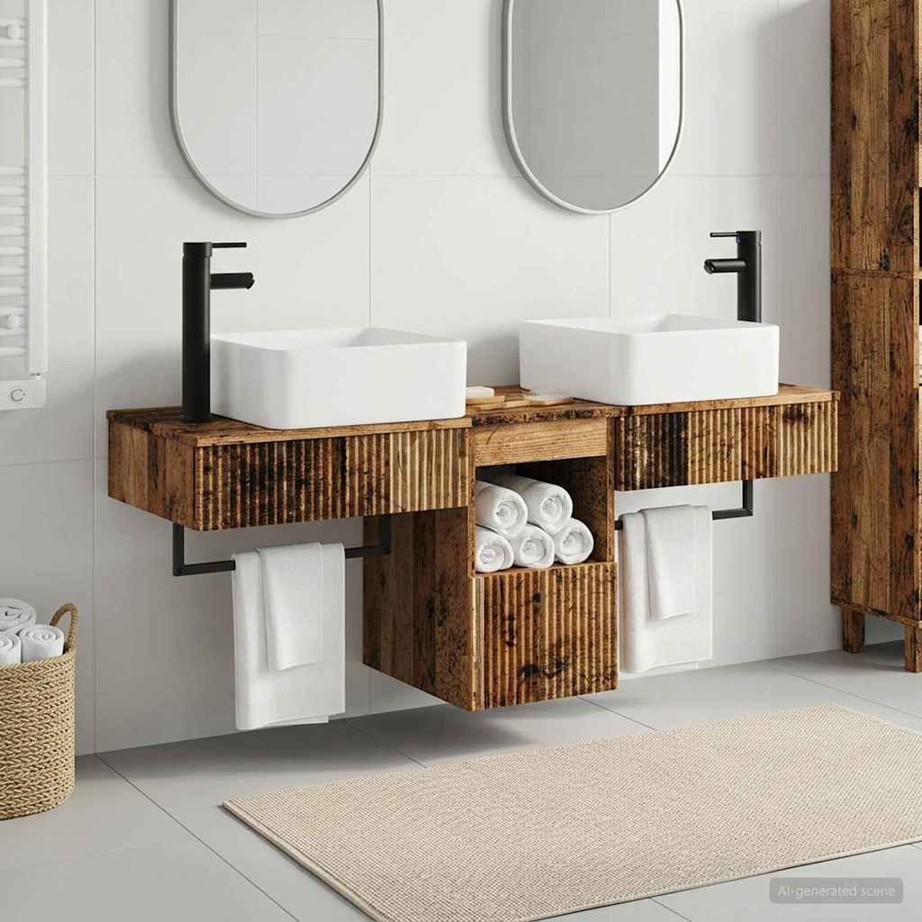 vidaXL Bathroom Cabinet Set 3 pcs Old Wood 136 x 35 x 80 cm 1