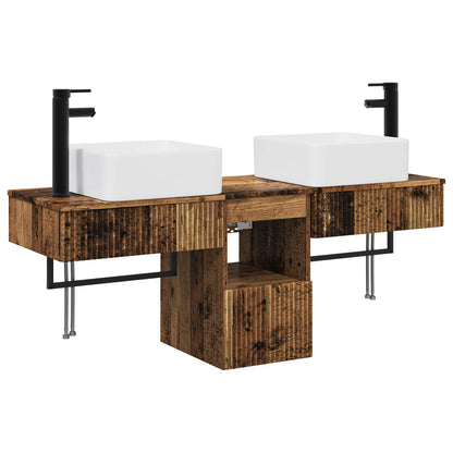 vidaXL Bathroom Cabinet Set 3 pcs Old Wood 136 x 35 x 80 cm 2