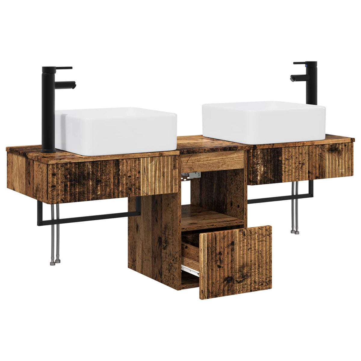 vidaXL Bathroom Cabinet Set 3 pcs Old Wood 136 x 35 x 80 cm 4