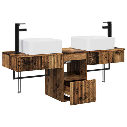 vidaXL Bathroom Cabinet Set 3 pcs Old Wood 136 x 35 x 80 cm 4