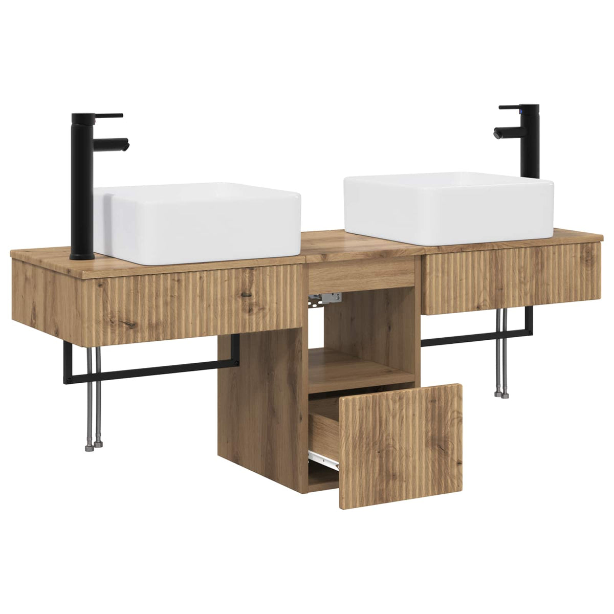 vidaXL Bathroom Cabinet Set 3 pcs Artisan Oak 136 x 35 x 80 cm 4