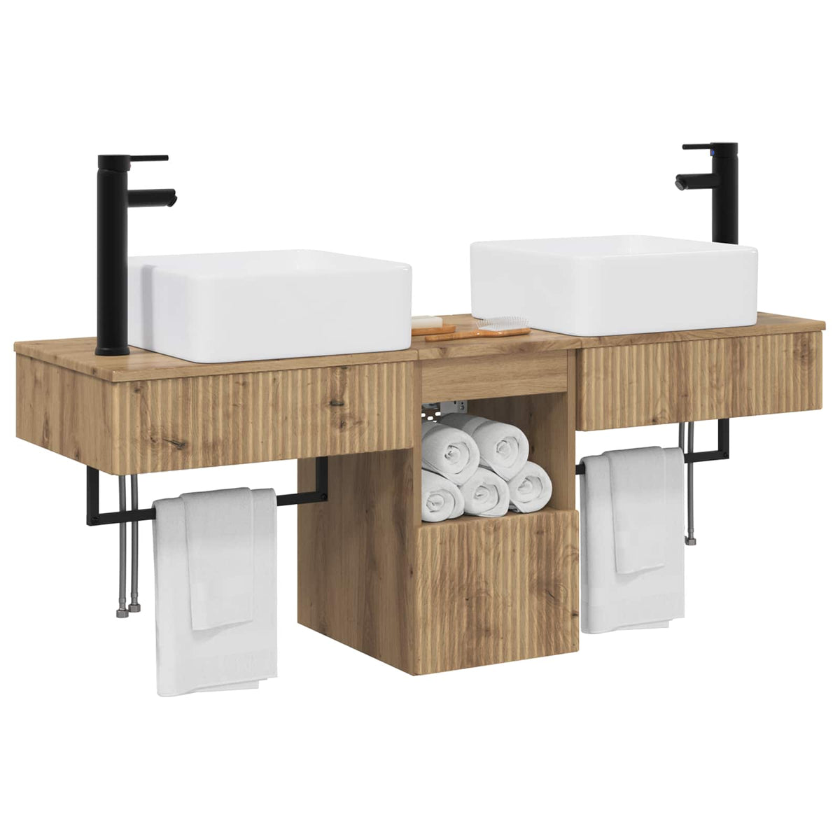 vidaXL Bathroom Cabinet Set 3 pcs Artisan Oak 136 x 35 x 80 cm 3