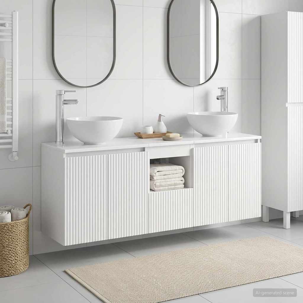 vidaXL Bathroom Cabinet Set 3 pcs White 129 x 35 x 80 cm 1