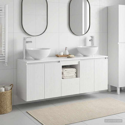 vidaXL Bathroom Cabinet Set 3 pcs White 129 x 35 x 80 cm 1