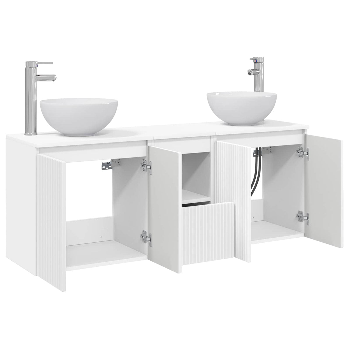 vidaXL Bathroom Cabinet Set 3 pcs White 129 x 35 x 80 cm 4