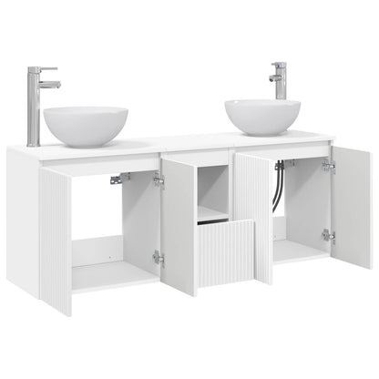 vidaXL Bathroom Cabinet Set 3 pcs White 129 x 35 x 80 cm 4