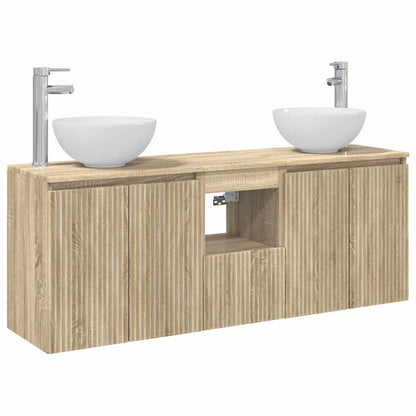 vidaXL Bathroom Cabinet Set 3 pcs Sonoma Oak 129 x 35 x 80 cm 2