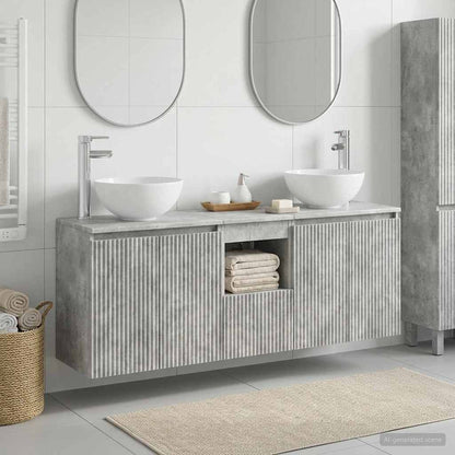 vidaXL Bathroom Cabinet Set 3 pcs Concrete Grey 129 x 35 x 80 cm 1