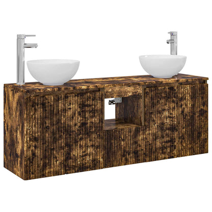 vidaXL Bathroom Cabinet Set 3 pcs Smoked Oak 129 x 35 x 80 cm 2