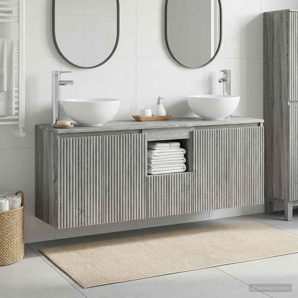 vidaXL Bathroom Cabinet Set 3 pcs Grey Sonoma 129 x 35 x 80 cm 1