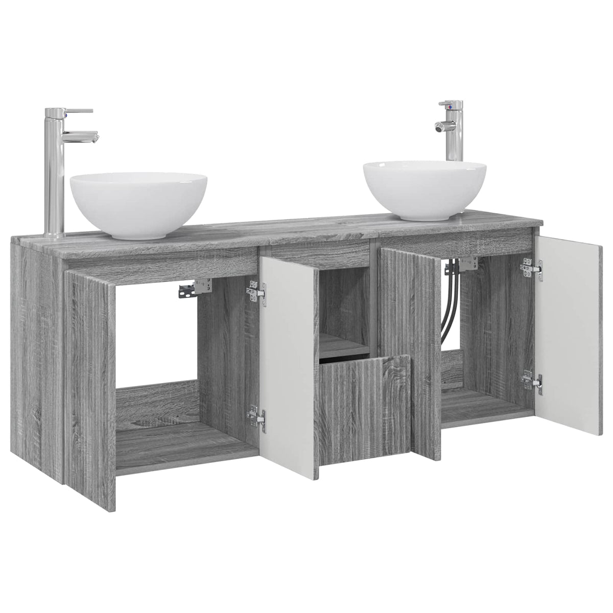 vidaXL Bathroom Cabinet Set 3 pcs Grey Sonoma 129 x 35 x 80 cm 4
