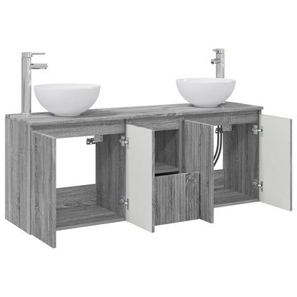 vidaXL Bathroom Cabinet Set 3 pcs Grey Sonoma 129 x 35 x 80 cm 4