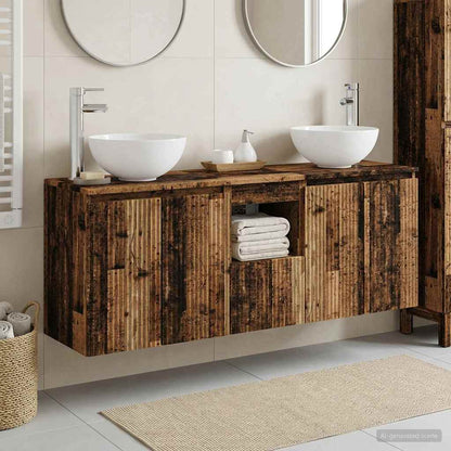 vidaXL Bathroom Cabinet Set 3 pcs Old Wood 129 x 35 x 80 cm 1