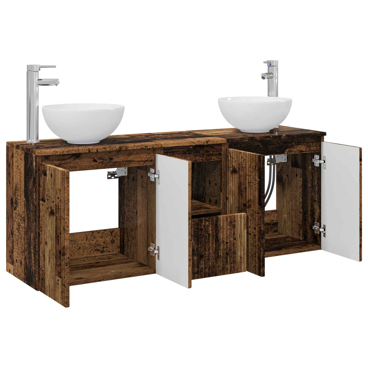 vidaXL Bathroom Cabinet Set 3 pcs Old Wood 129 x 35 x 80 cm 4