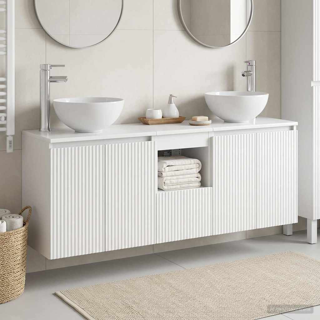 Wall-mounted Bathroom Cabinet Set 3 pcs White