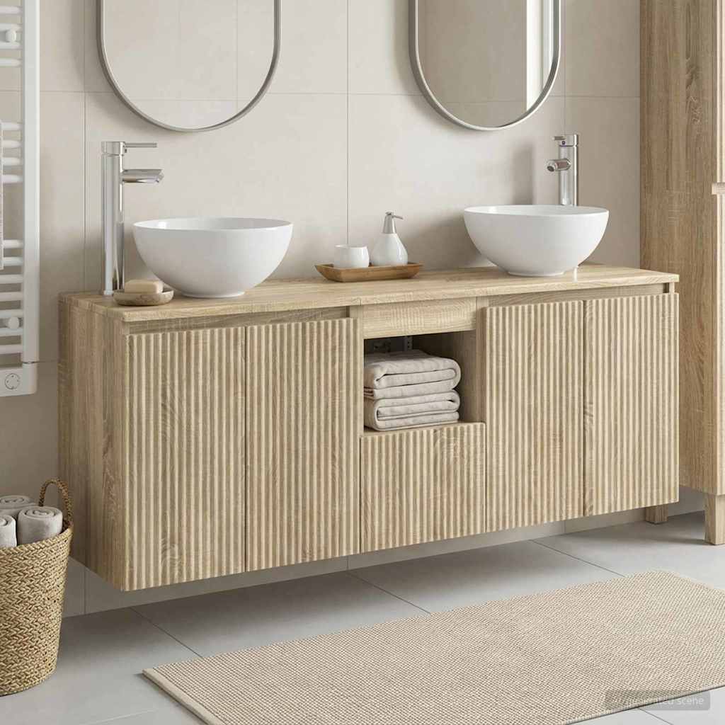 vidaXL Bathroom Cabinet Set 3 pcs Sonoma Oak 129 x 41 x 80 cm 1