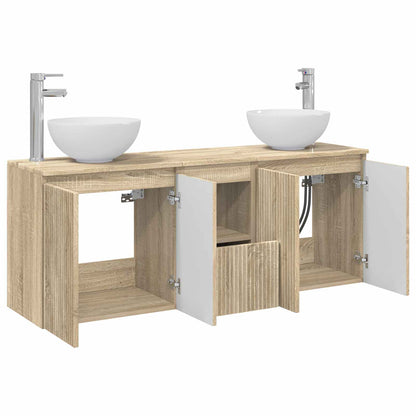 vidaXL Bathroom Cabinet Set 3 pcs Sonoma Oak 129 x 41 x 80 cm 4