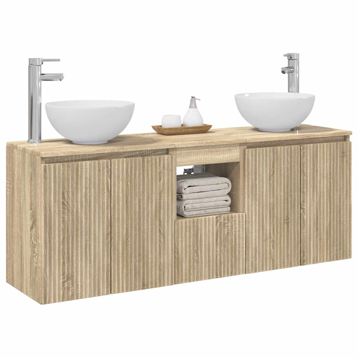 vidaXL Bathroom Cabinet Set 3 pcs Sonoma Oak 129 x 41 x 80 cm 3