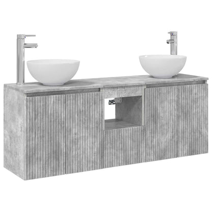vidaXL Bathroom Cabinet Set 3 pcs Concrete Grey 129 x 41 x 80 cm 2