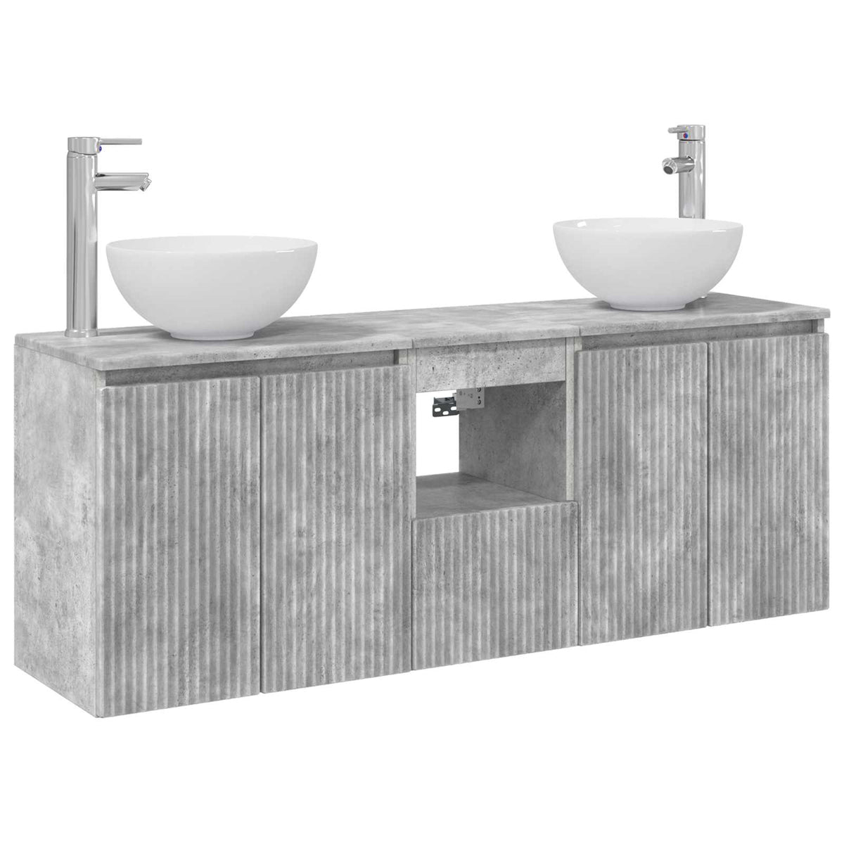 Wall-mounted Bathroom Cabinet Set 3 pcs Concrete grey