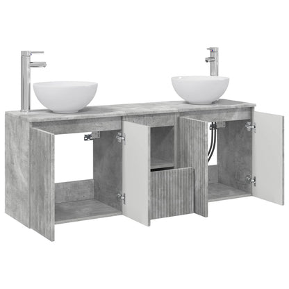 vidaXL Bathroom Cabinet Set 3 pcs Concrete Grey 129 x 41 x 80 cm 4