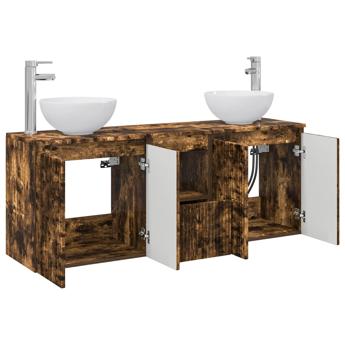 vidaXL Bathroom Cabinet Set 3 pcs Smoked Oak 129 x 41 x 80 cm 4