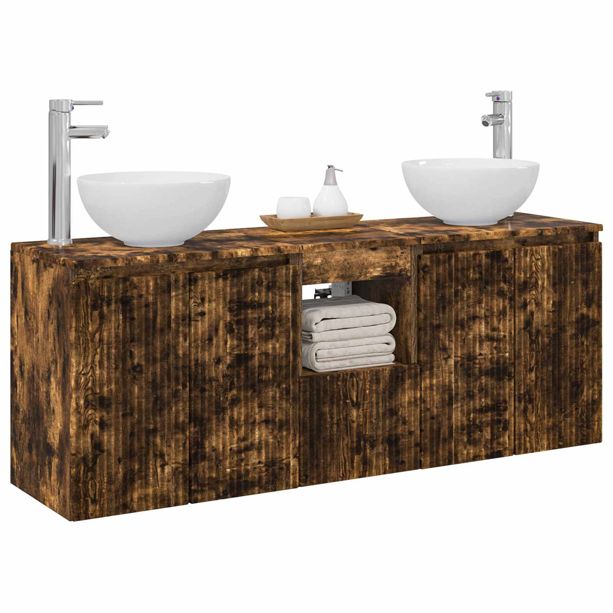 vidaXL Bathroom Cabinet Set 3 pcs Smoked Oak 129 x 41 x 80 cm 3