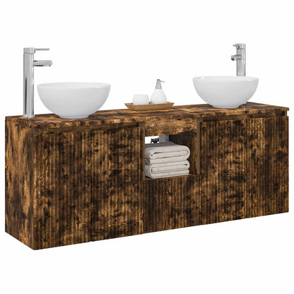 vidaXL Bathroom Cabinet Set 3 pcs Smoked Oak 129 x 41 x 80 cm 3