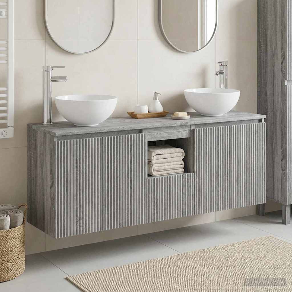 Wall-mounted Bathroom Cabinet Set 3 pcs Grey sonoma
