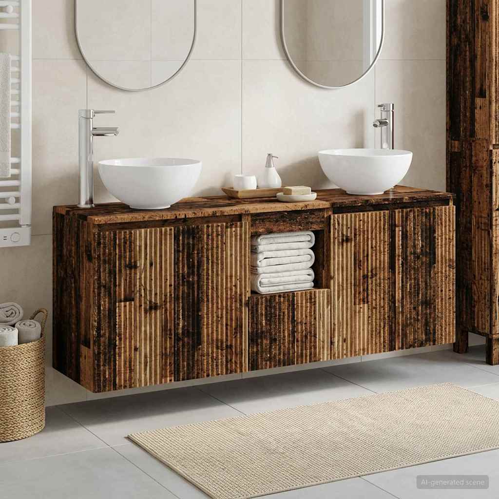 vidaXL Bathroom Cabinet Set 3 pcs Old Wood 129 x 41 x 80 cm 1