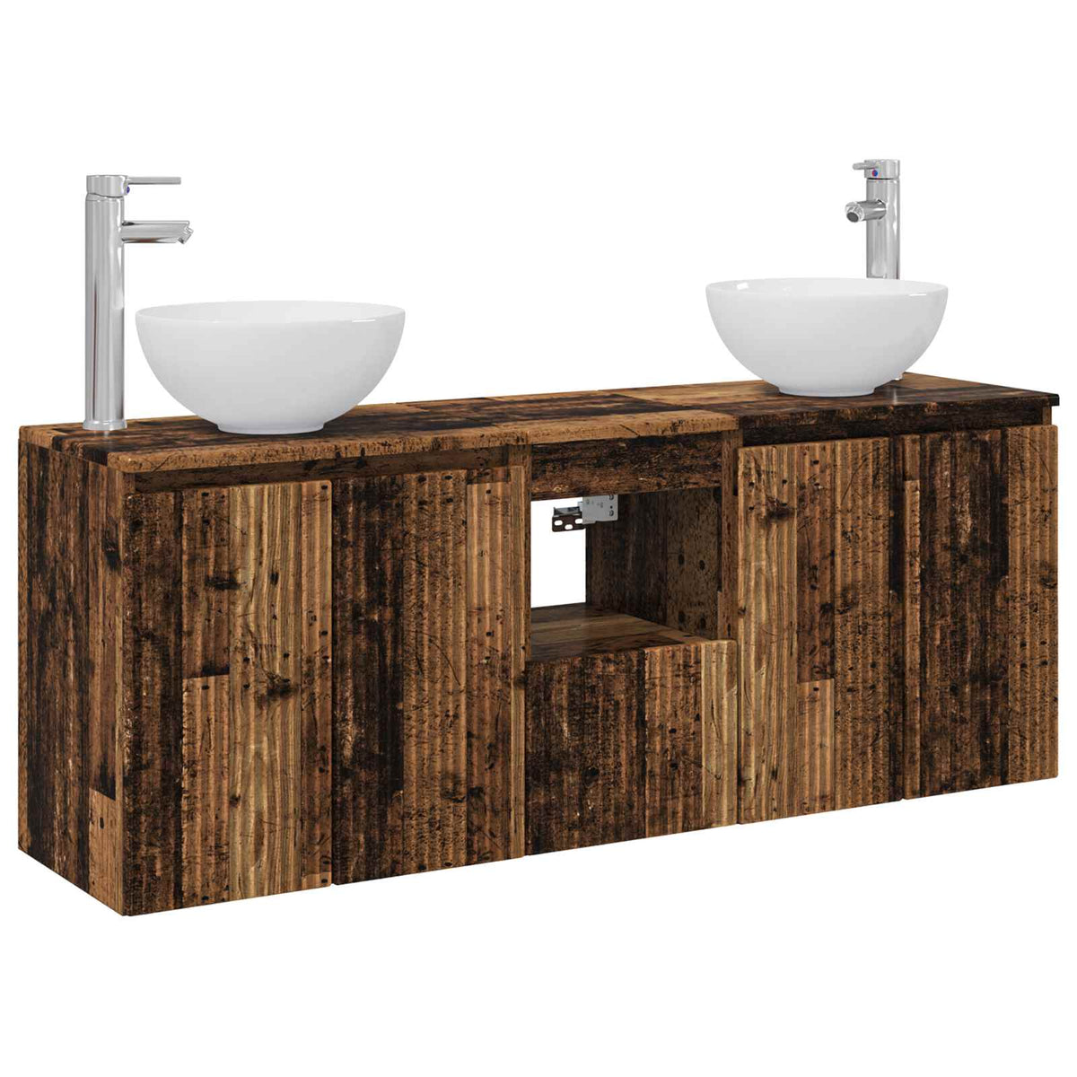 vidaXL Bathroom Cabinet Set 3 pcs Old Wood 129 x 41 x 80 cm 2