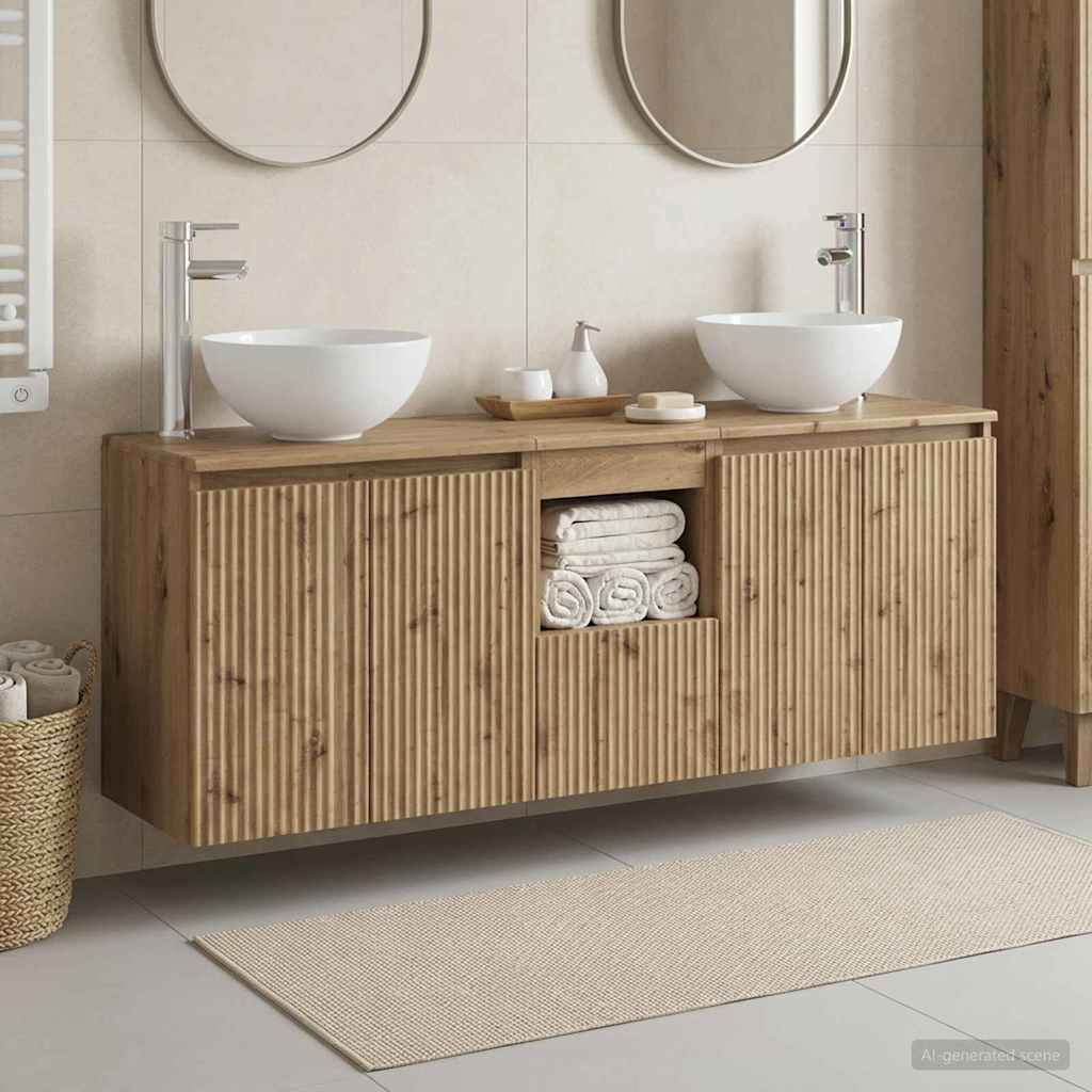 vidaXL Bathroom Cabinet Set 3 pcs Artisan Oak 129 x 41 x 80 cm 1