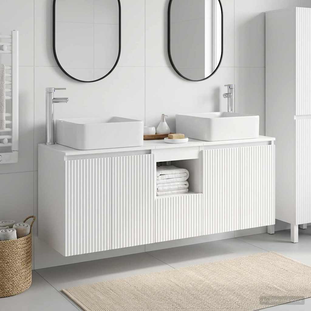 Bathroom Cabinet Set 3 pcs 129 x 41 x 80 cm White