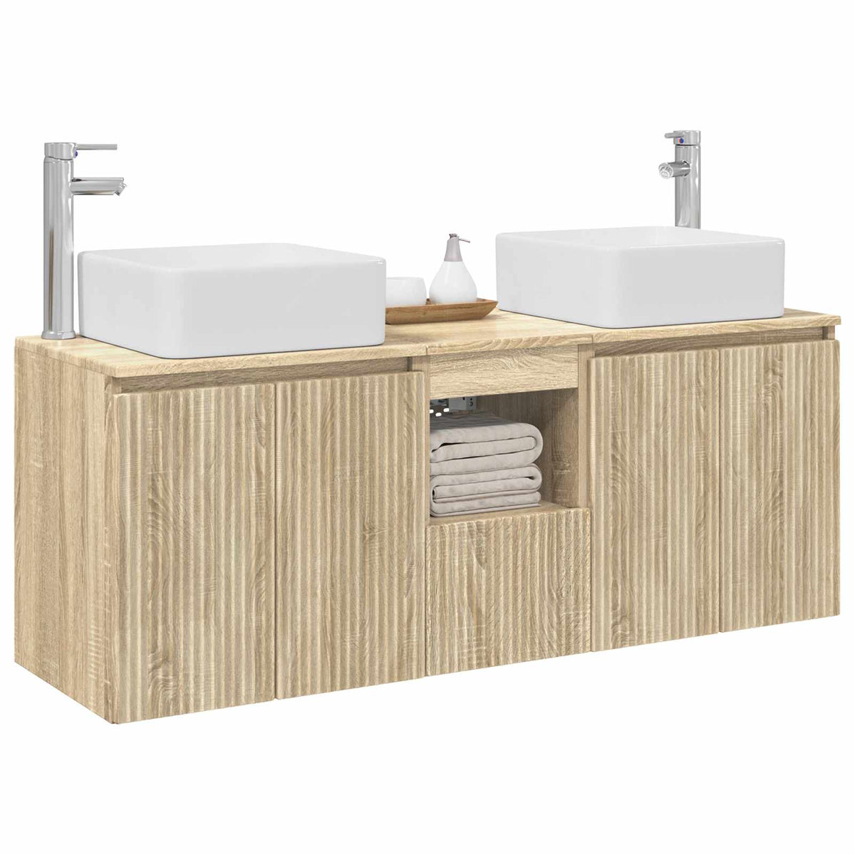 Bathroom Cabinet Set 3 pcs 129 x 41 x 80 cm Sonoma oak