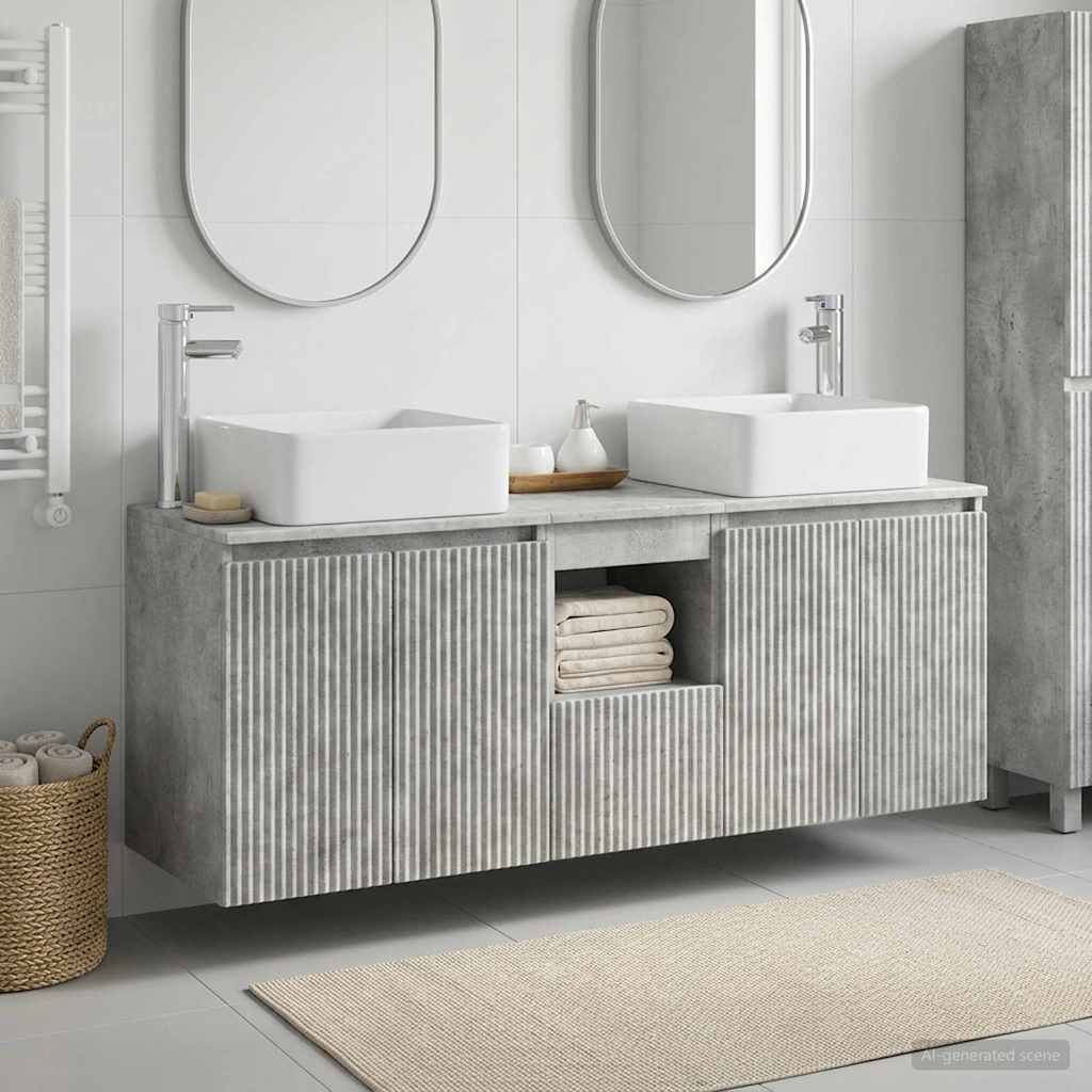 vidaXL Bathroom Cabinet Set 3 pcs Concrete Grey 49.5 x 41 x 63 cm 1