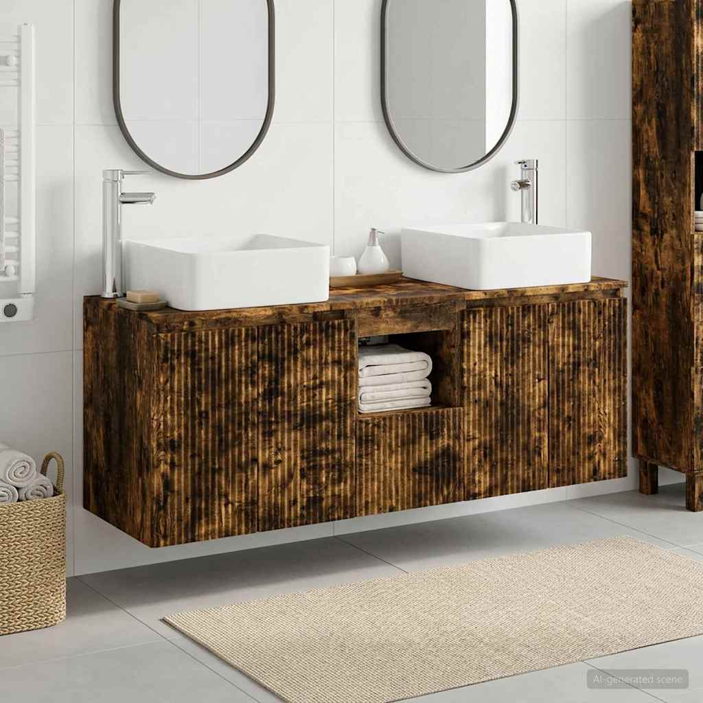 vidaXL Bathroom Cabinet Set 3 pcs Smoked Oak 49.5 x 41 x 63 cm 1
