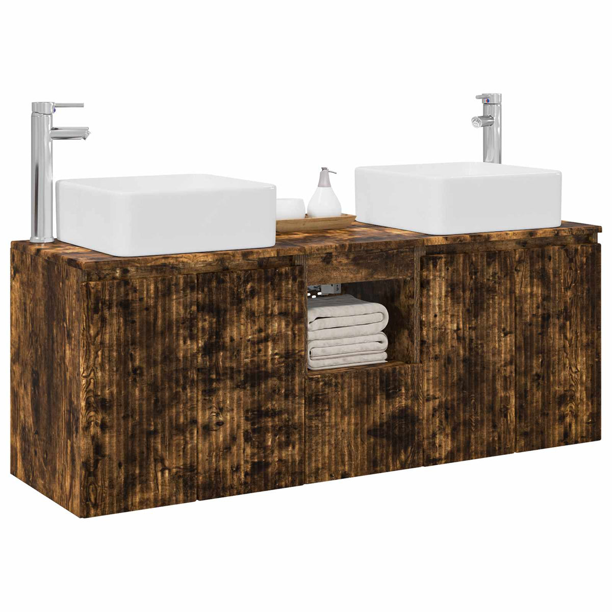 vidaXL Bathroom Cabinet Set 3 pcs Smoked Oak 49.5 x 41 x 63 cm 3