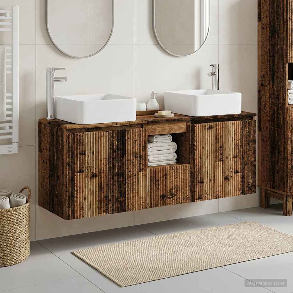 vidaXL Bathroom Cabinet Set 3 pcs Old Wood 49.5 x 41 x 63 cm 1
