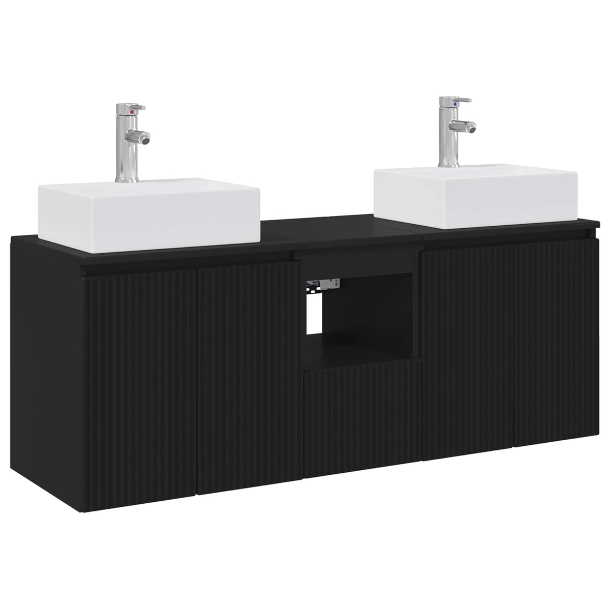 Bathroom Cabinet Set 3 pcs 129 x 41 x 79.5 cm Black