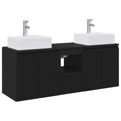 Bathroom Cabinet Set 3 pcs 129 x 41 x 79.5 cm Black