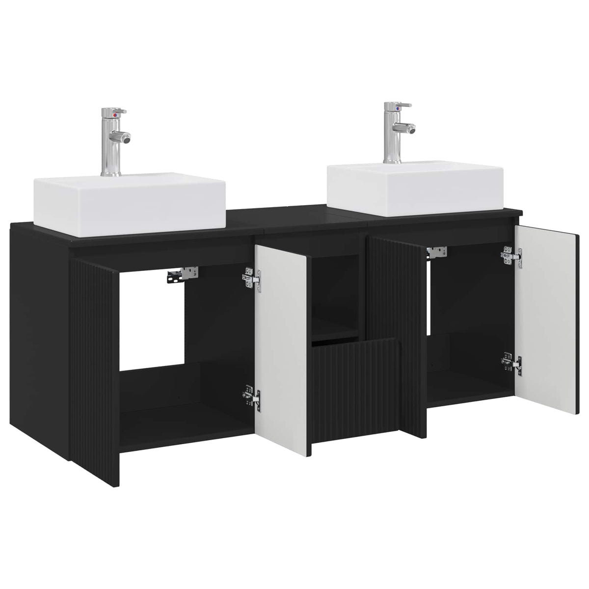 vidaXL Bathroom Cabinet Set 3 pcs Black 129 x 41 x 79.5 cm 4