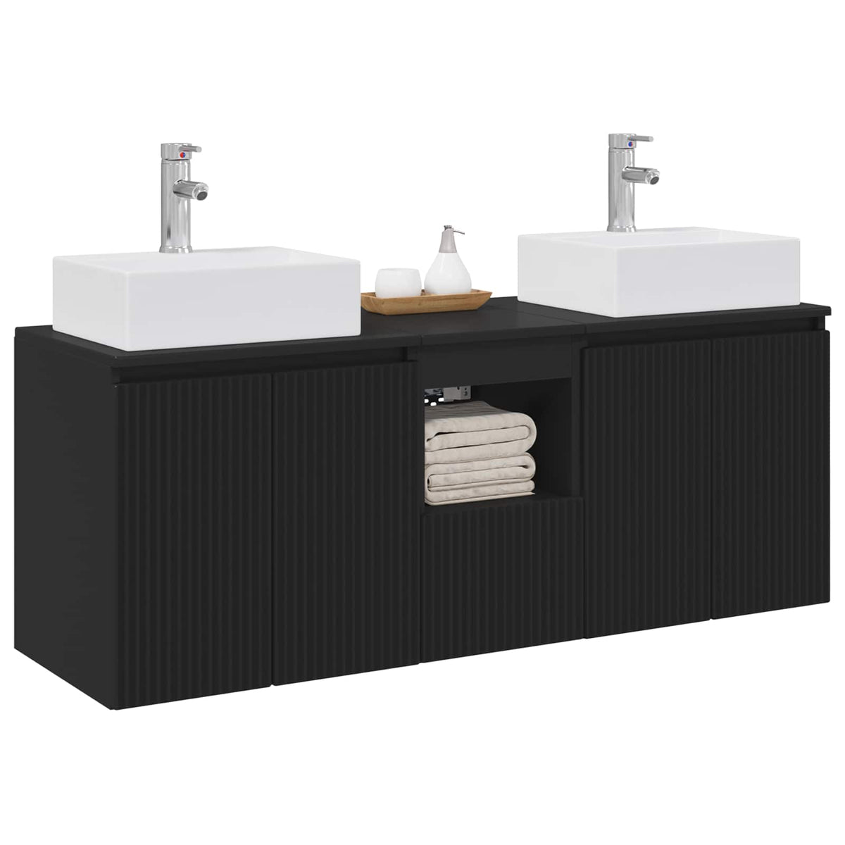 vidaXL Bathroom Cabinet Set 3 pcs Black 129 x 41 x 79.5 cm 3