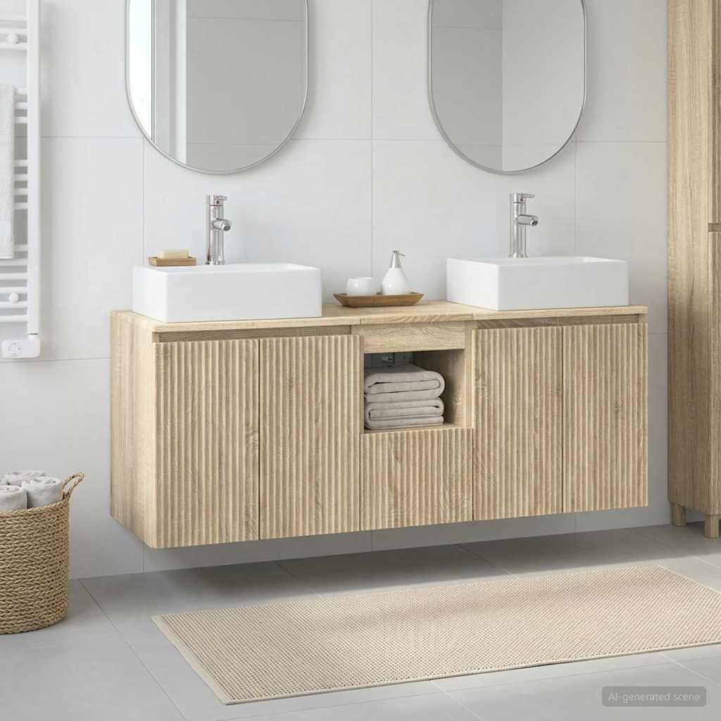 vidaXL Bathroom Cabinet Set 3 pcs Sonoma Oak 129 x 41 x 79.5 cm 1