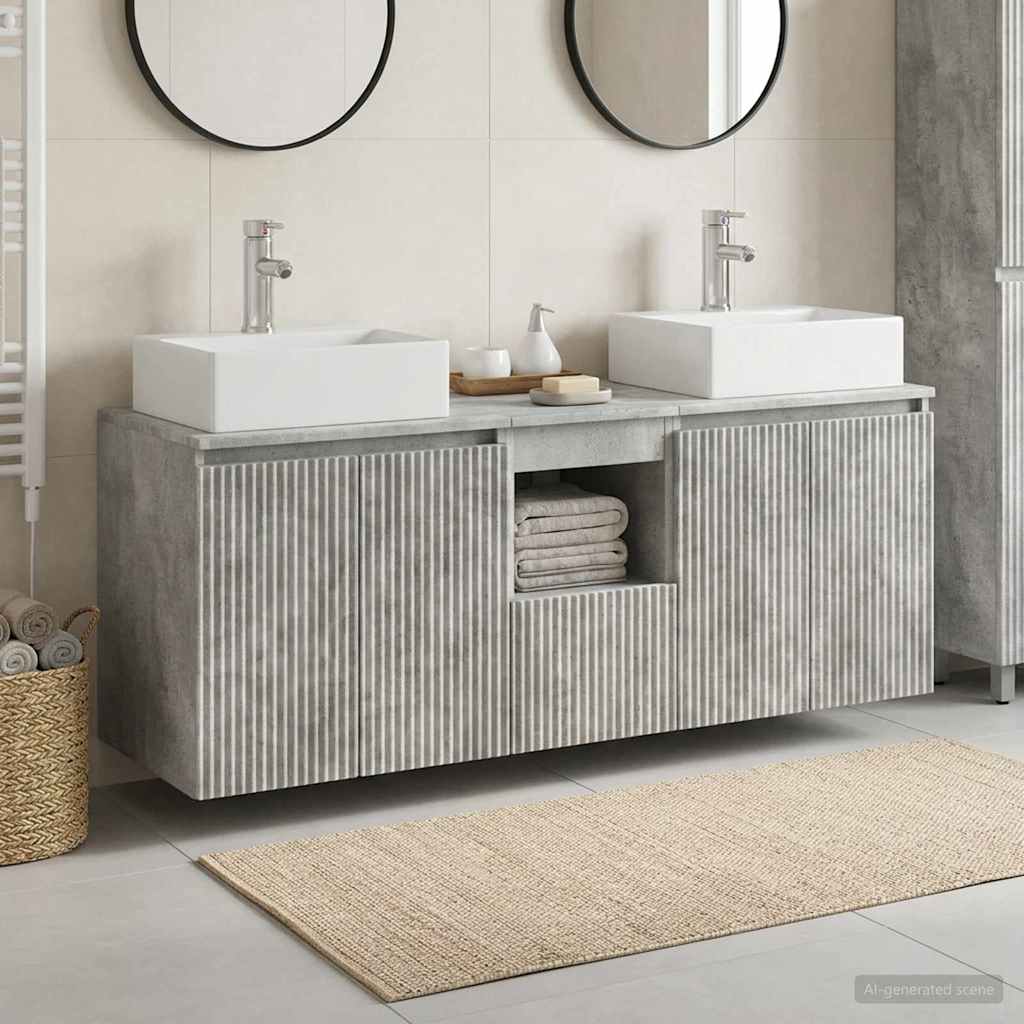 vidaXL Bathroom Cabinet Set 3 pcs Concrete Grey 129 x 41 x 79.5 cm 1