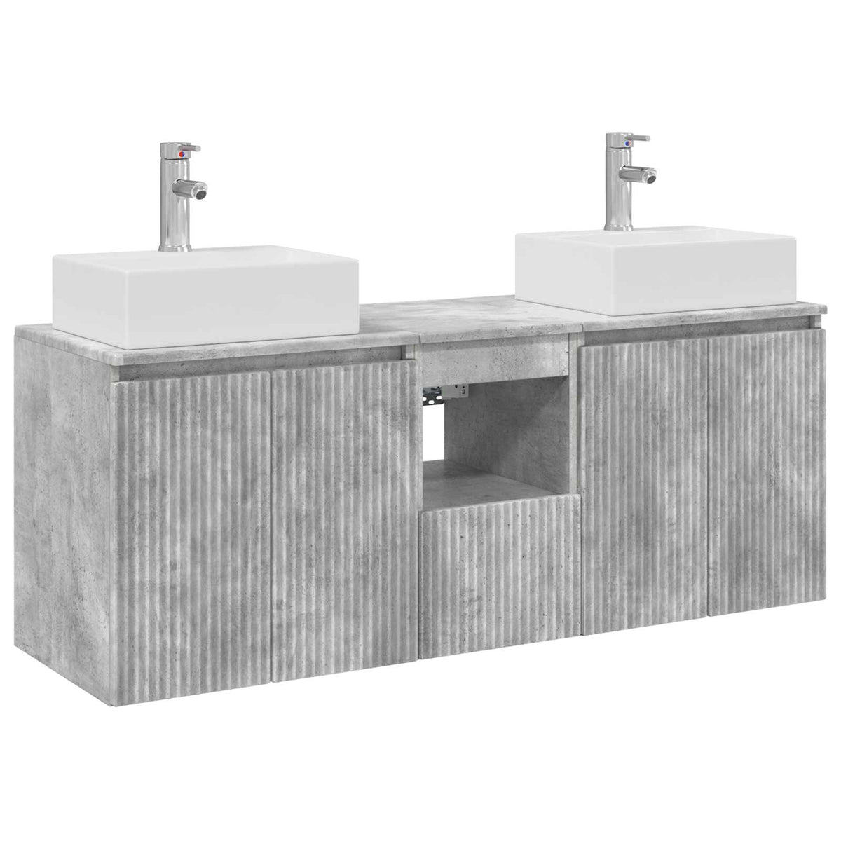 vidaXL Bathroom Cabinet Set 3 pcs Concrete Grey 129 x 41 x 79.5 cm 2
