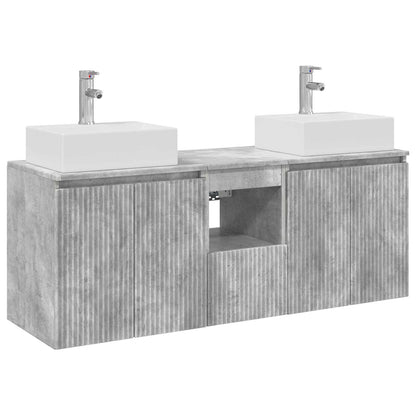 Bathroom Cabinet Set 3 pcs 129 x 41 x 79.5 cm Concrete grey
