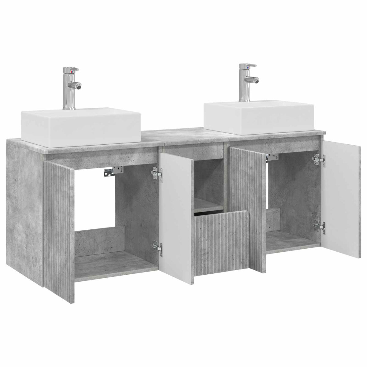 vidaXL Bathroom Cabinet Set 3 pcs Concrete Grey 129 x 41 x 79.5 cm 4