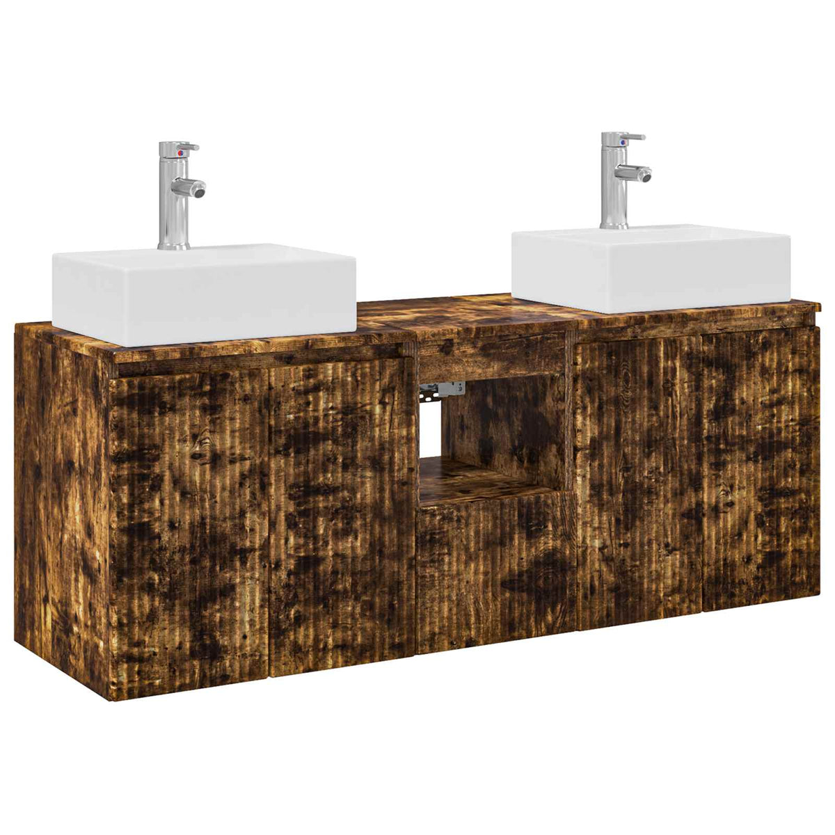 vidaXL Bathroom Cabinet Set 3 pcs Smoked Oak 129 x 41 x 79.5 cm 2